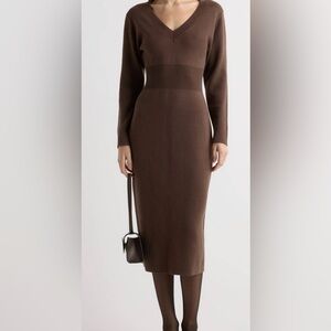 Modern Citizens Bora Off-Shoulder V-Neck Sweater Dress Organic Cotton New